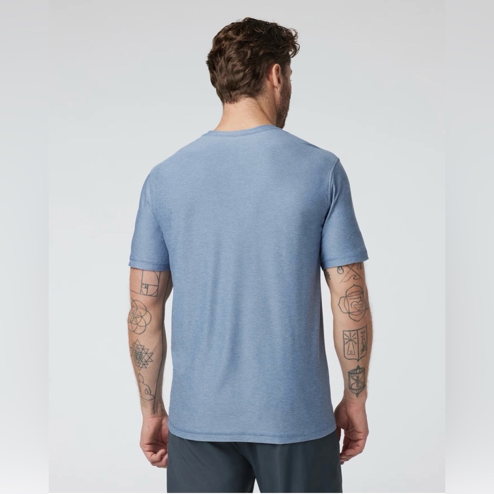 Vuori Men's Strato Tech Tee- Chambray Heather - Picture 2 of 7